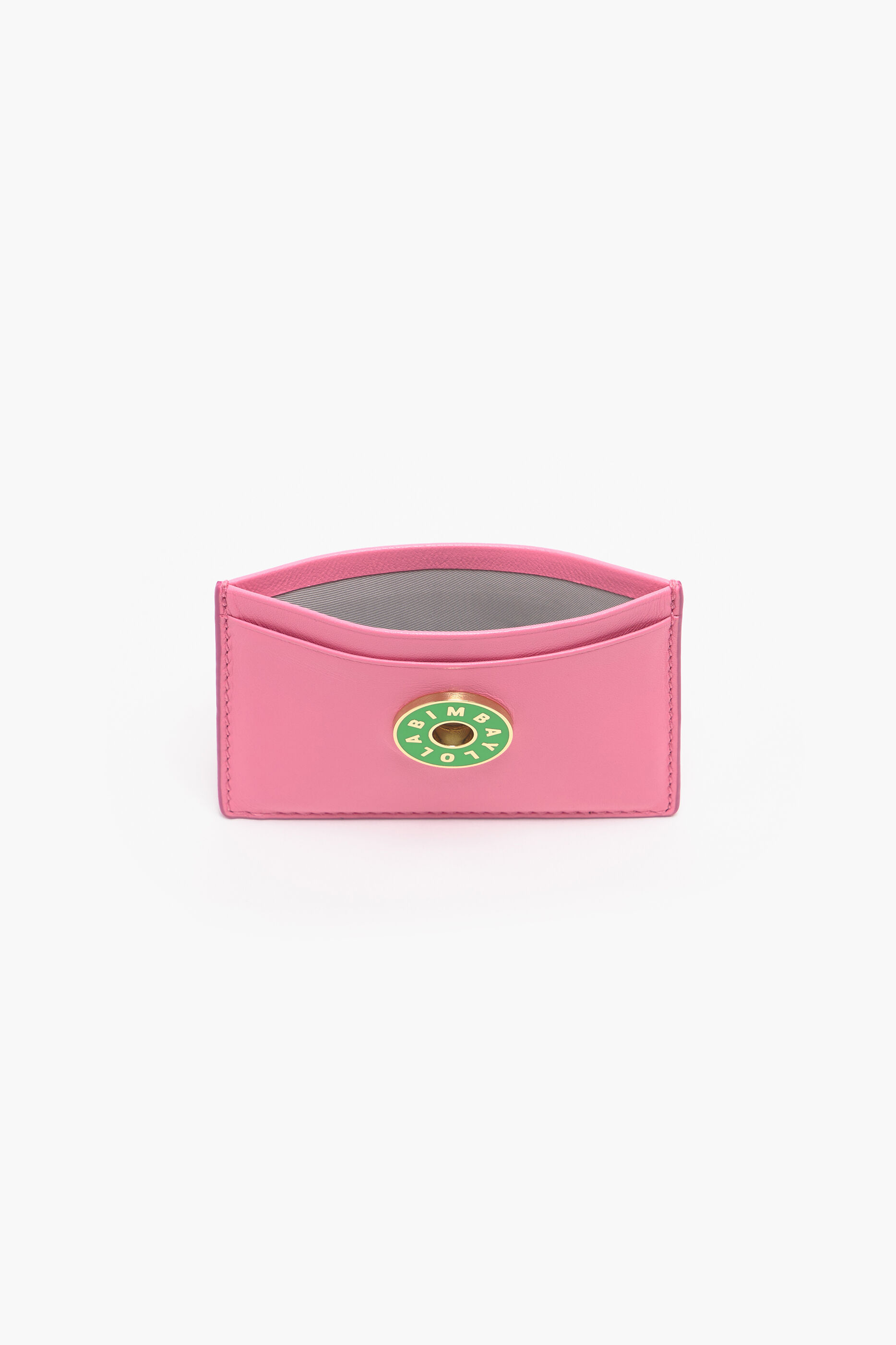 Porta-cartões em couro rosa