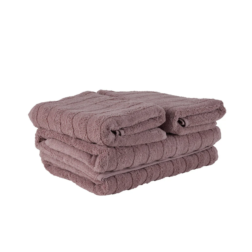 Bahne Interior  Terry Stripe håndklæde sæt, Plum - 4 stk.