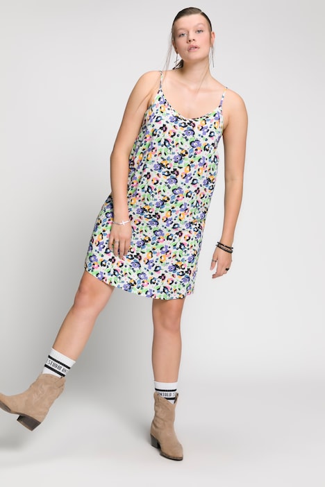 Slipdress, V-Ausschnitt, Spaghettiträger, Flower Print