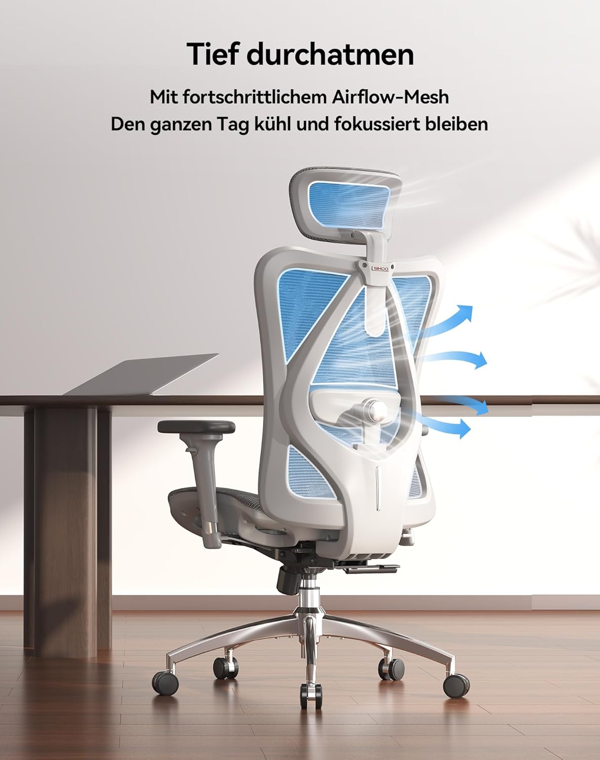SIHOO M57 Ergonomischer Bürostuhl mit 3-Wege-Armlehnen, Lendenwirbelstütze und Verstellbarer Kopfstütze Hohe Rückenlehne Neigungsfunktion IL0171674