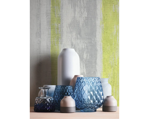 Vliesbehang 94425-1 Best of Wood'n Stone 2 strepen grijsgroen