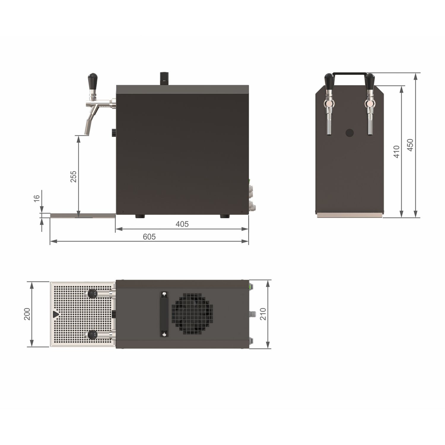 Komplett Set - Zapfanlage STREAM 50 Bierkoffer, Bierzapfanlage, Durchlaufkühler 2-leitig Trockenkühler, bis zu 55 Liter/h - BLACK EDITION, Zapfkopf:ohne,Zapfkopf 2:5 Liter Adapter
