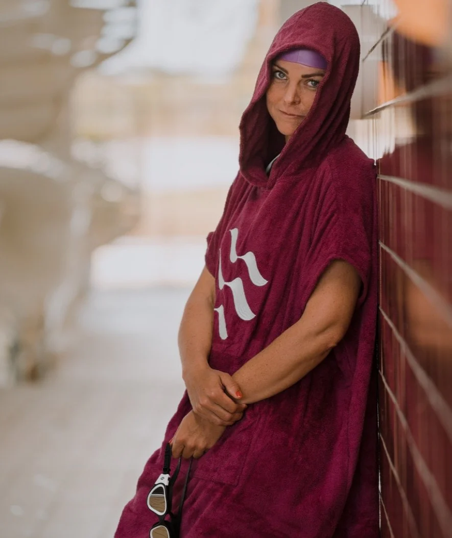 Watery badeponcho til voksne - Bomuld - Sort