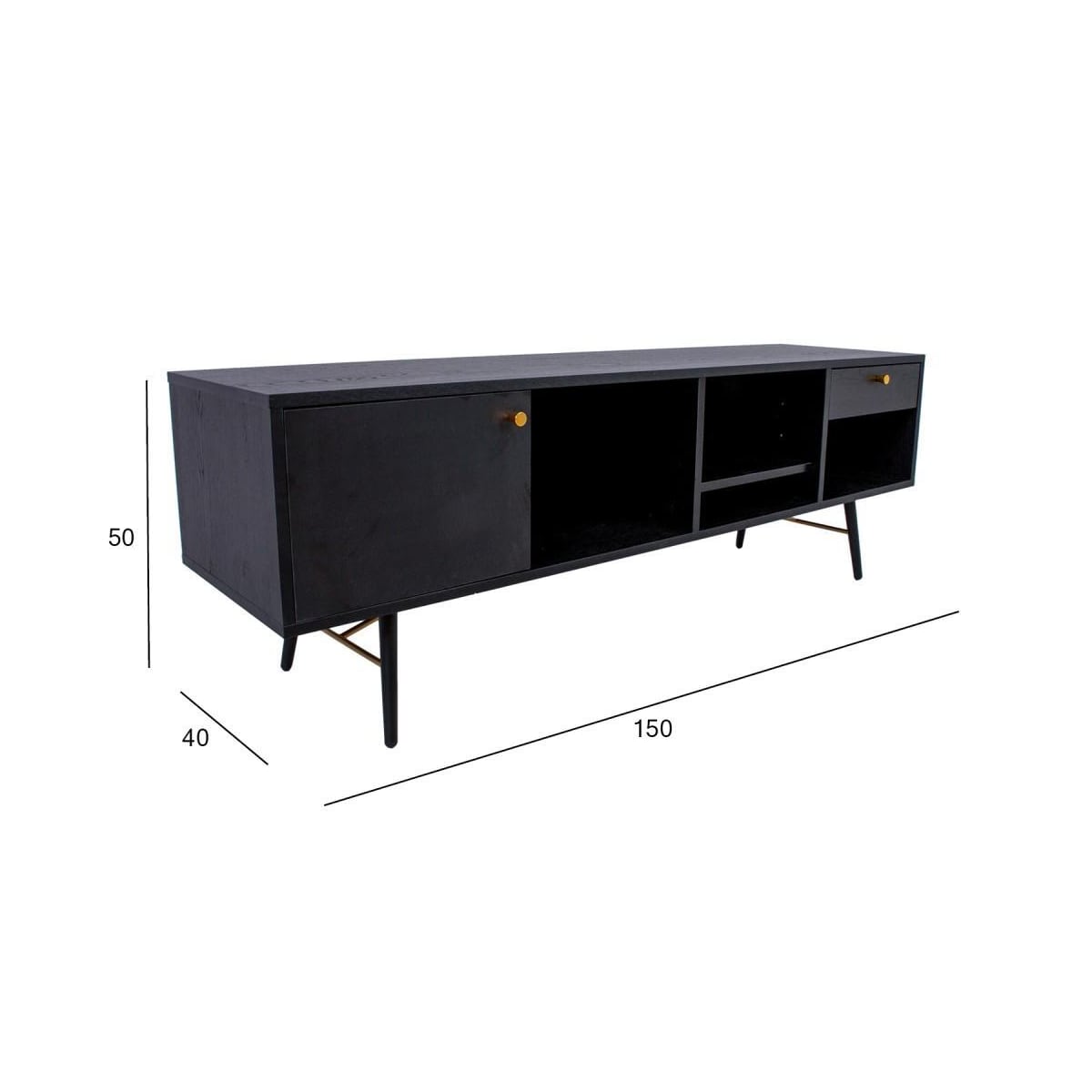 TV-bord LUXEMBOURG 150x40xH50cm, sort