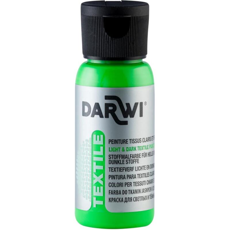 DARWI Flacon de 50 ml de Peinture Textile Fluorescente - Vert fluo