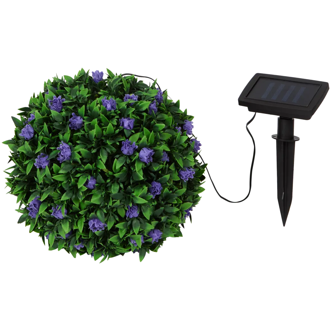 Boule de fleurs artificielles avec éclairage solaire