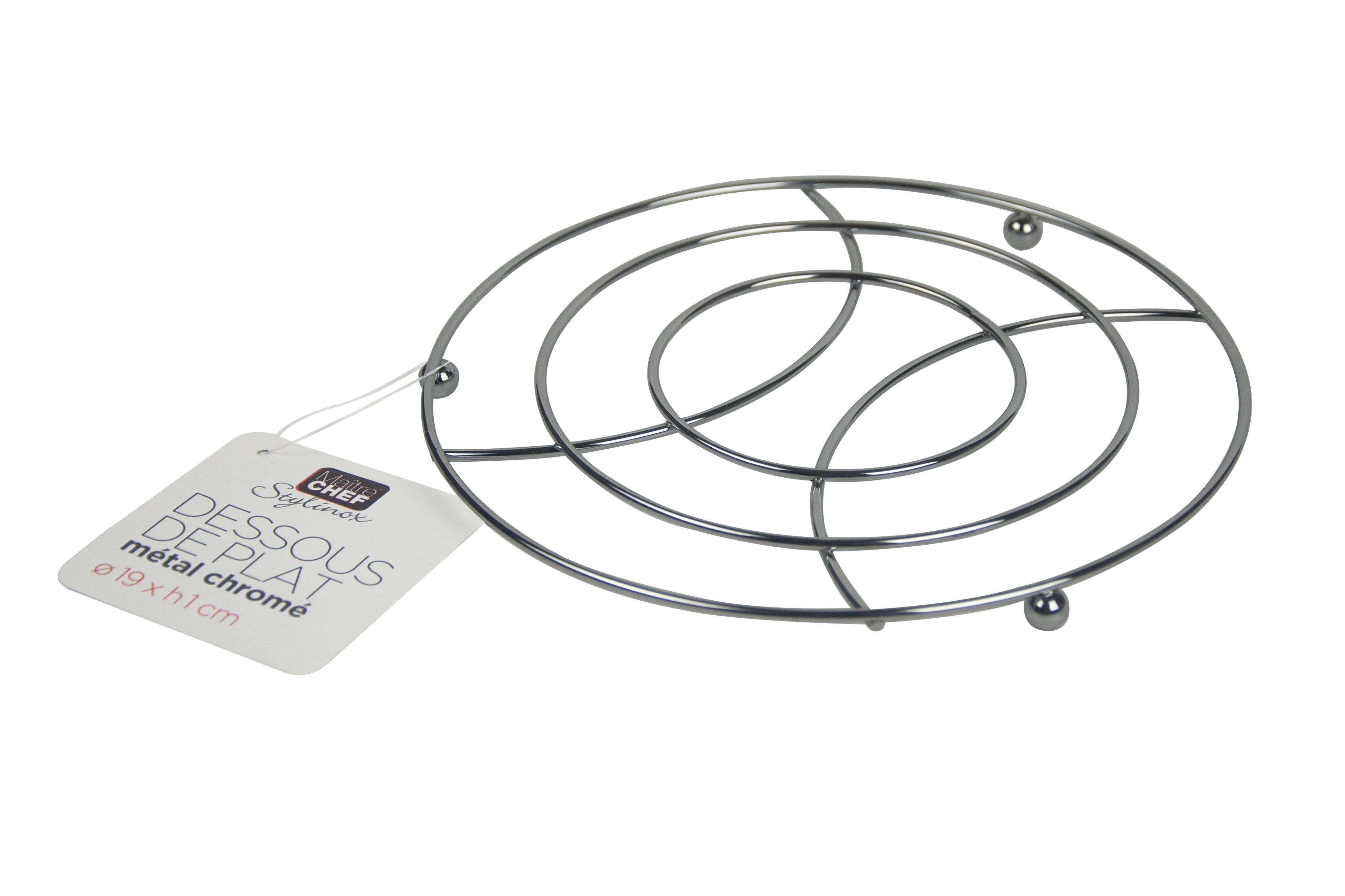 DESSOUS DE PLAT ROND METAL CHROME