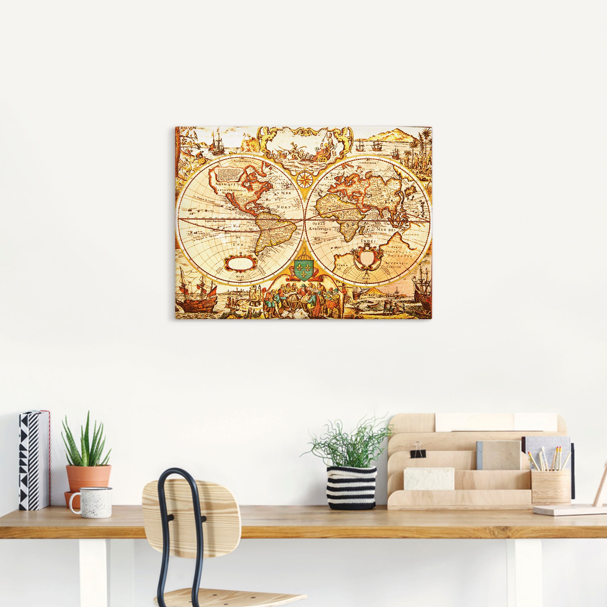 Artland Leinwandbild »Antike Weltkarte« 1 Stk. tlg. als Alubild, Outdoorbild, Leinwandbild, Poster, Wandaufkleber
