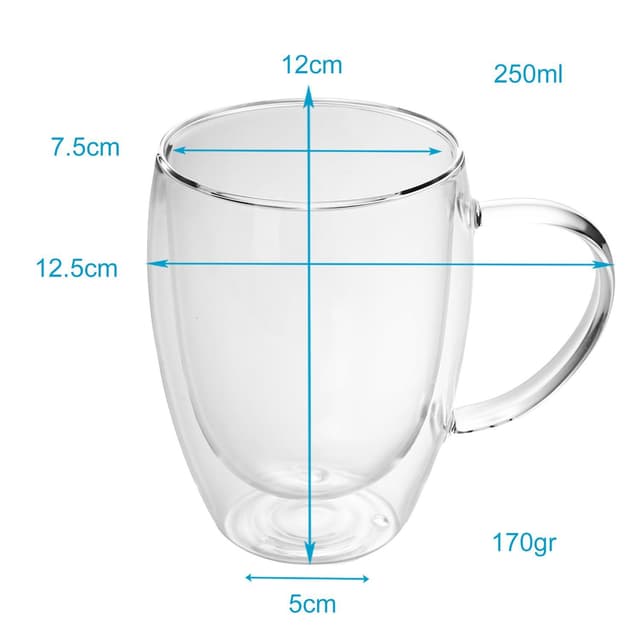 2x Kaffeglas teglas kaffekop krus termoglas 300-400ml