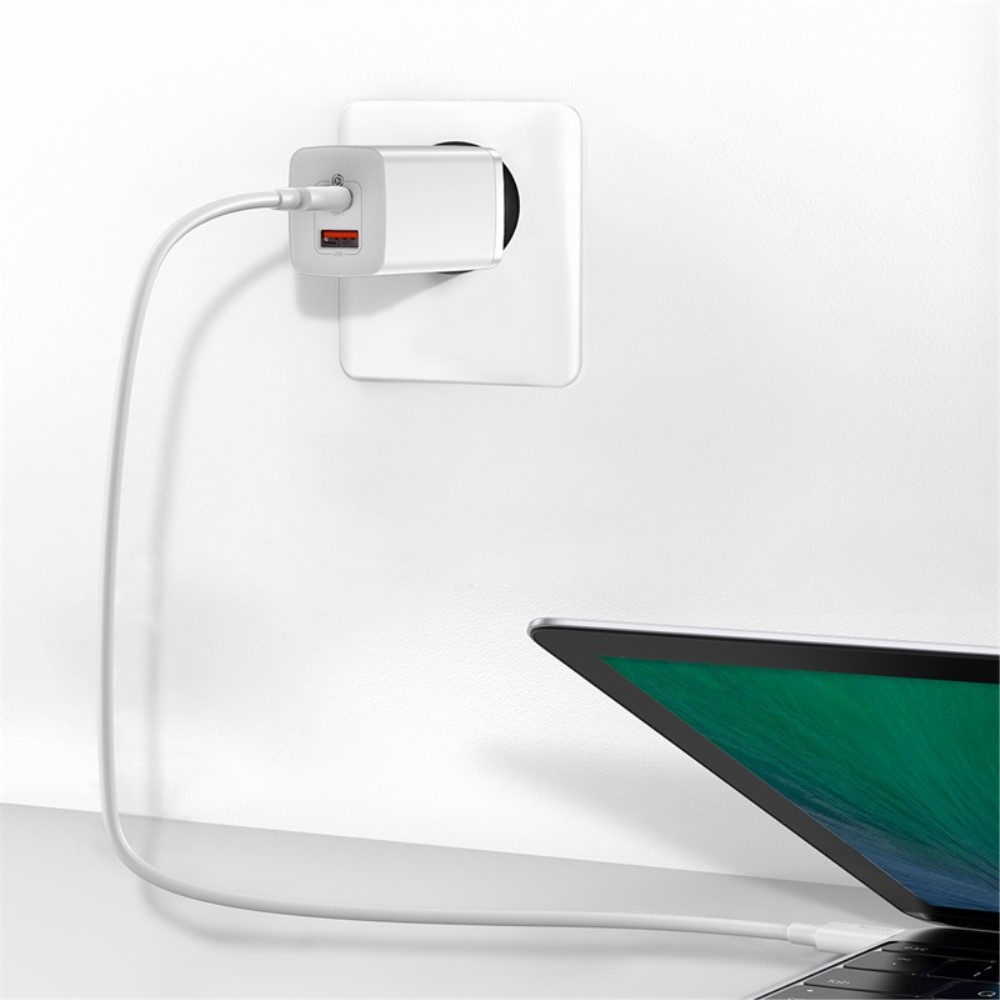 (65W) USB A / USB C GaN Ladegerät Netzteil PD / QC 3.0 - Weiss