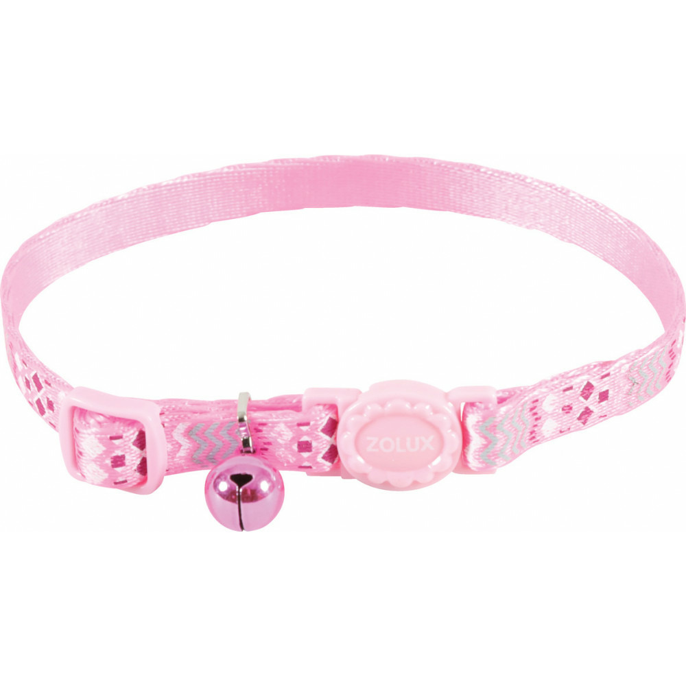 Collier ethnic nylon réglable de 17 à 30 cm rose pour chat