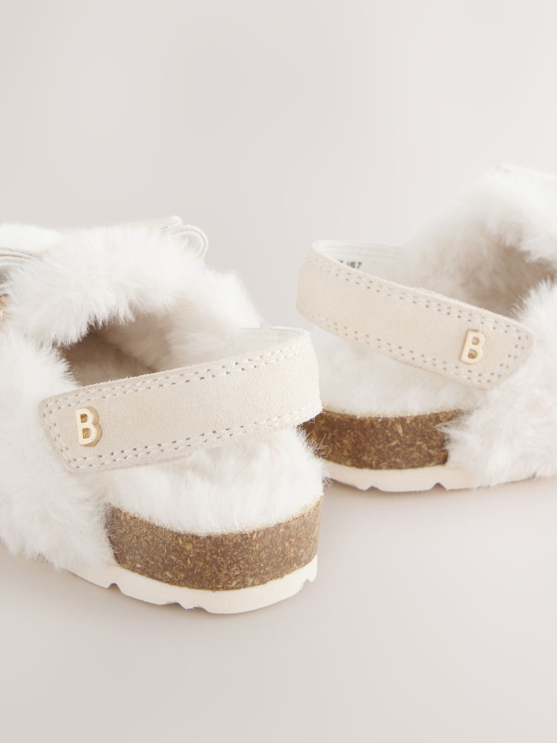 Neutral Faux Fur - Baker by Ted Baker Girls Sling Back Mule Clog Slippers