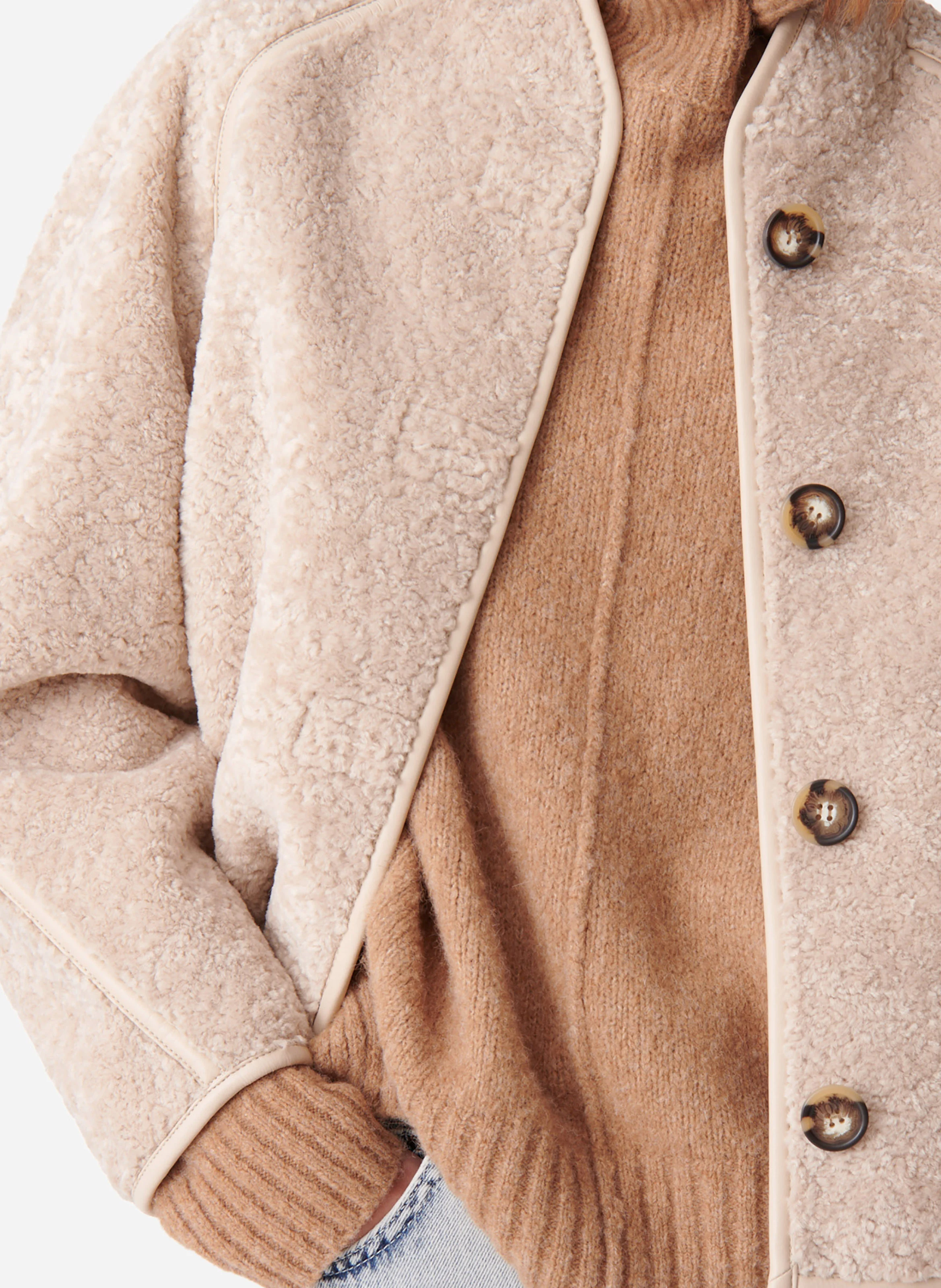 DINO - Manteau court à col montant | Beige