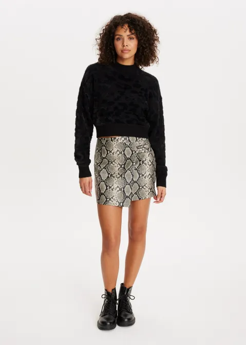 Imitatieleren skort met gesp zand (ZAND)