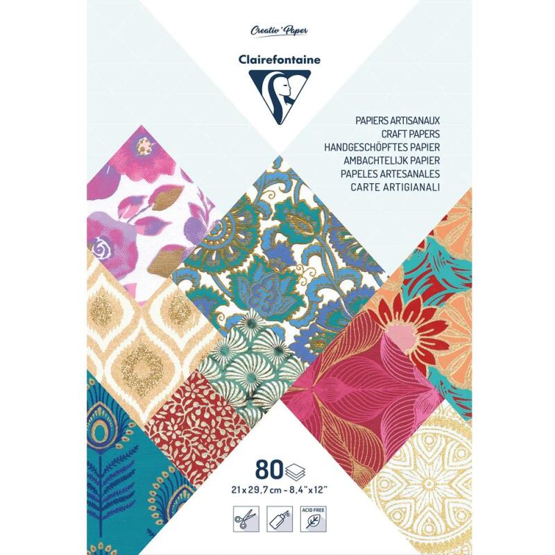 PAPIERS DU MONDE, Maxi bloc de 80 feuilles au format 21x29,7cm - Multicolore