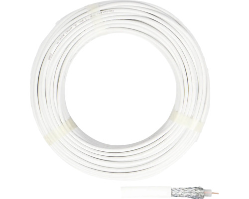 Coaxkabel SD90 100 m 90dB 75 OHM dubbel afgeschermd wit