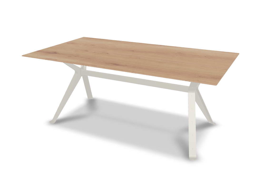 They & Me eettafel Chat - recht met afgeronde hoeken - eikenrustiek bianco olie - onderstel RAL9010 zuiverwit 180 x 100 x 75 | Eiken Rustiek Bianco Olie | Rechte Rand | Frame Ral9010 Zuiverwit