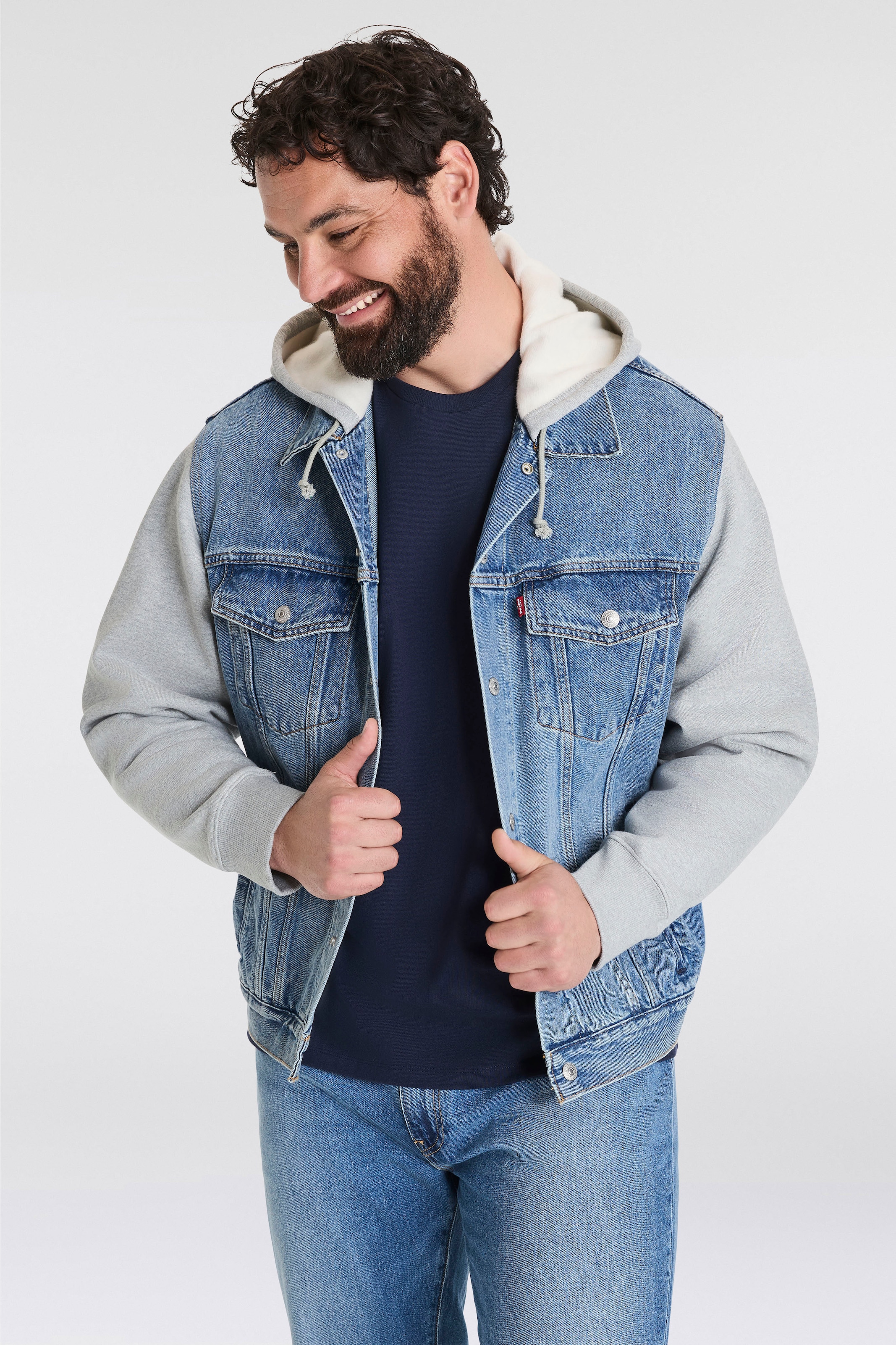 Levi's® Plus Hybridjacke mit Kapuze mit Sweat Kapuze und Ärmeln