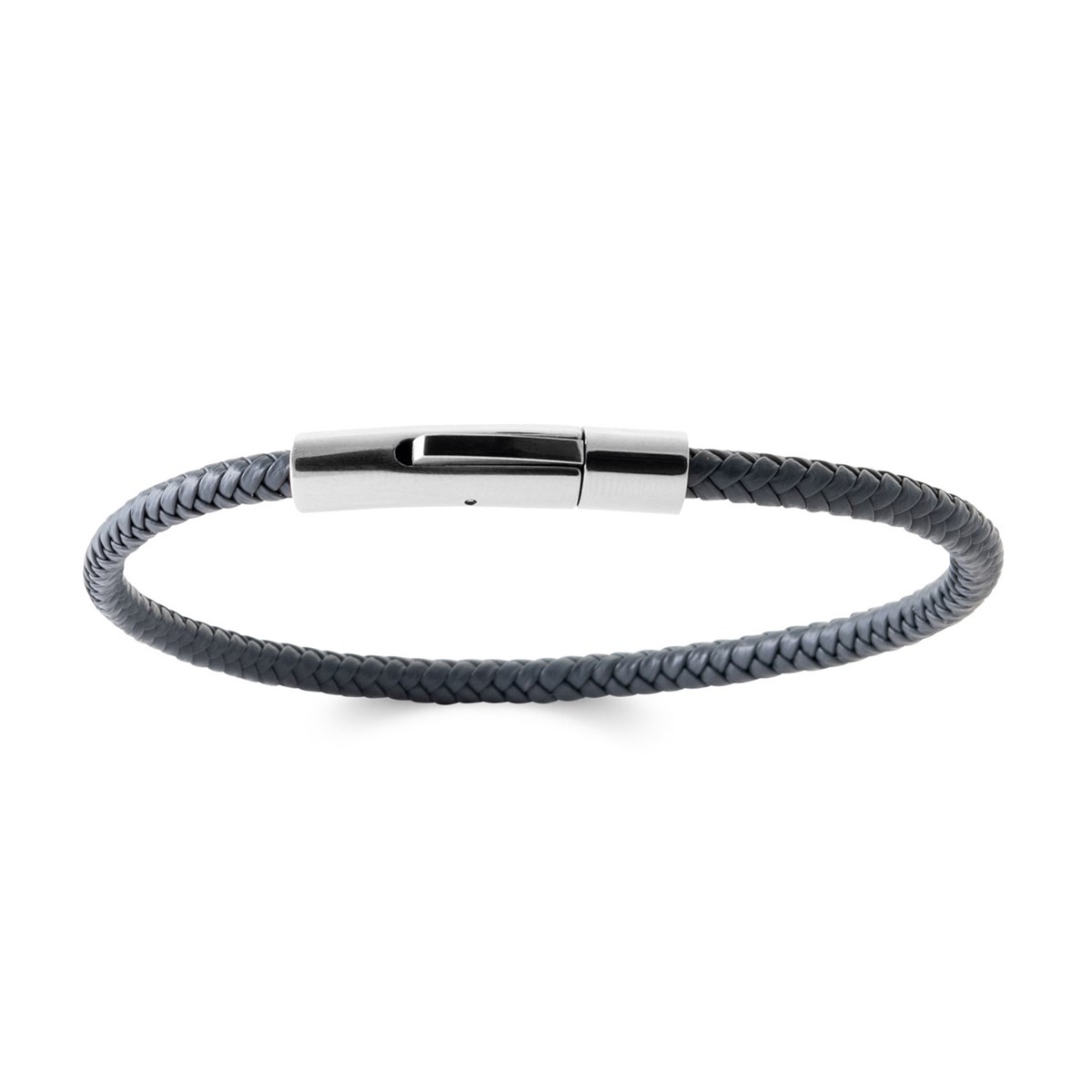 Bracelet Brilllaxis cuir gris et acier