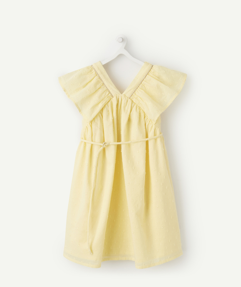 ROBE FLUIDE BÉBÉ FILLE JAUNE EFFET PLUMETIS