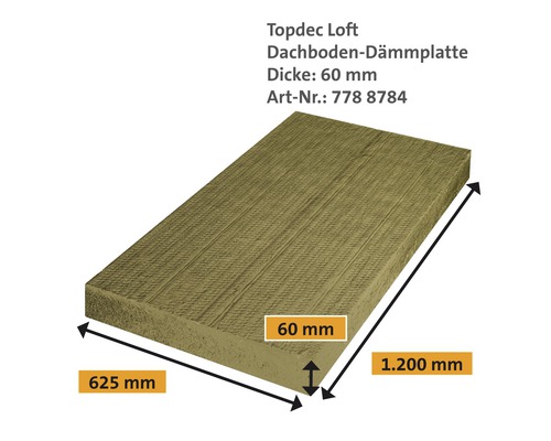 ISOVER Tweelaags zolderisolatie-element Topdec Loft WLG 035 1200 mm x 625 mm x 60 mm