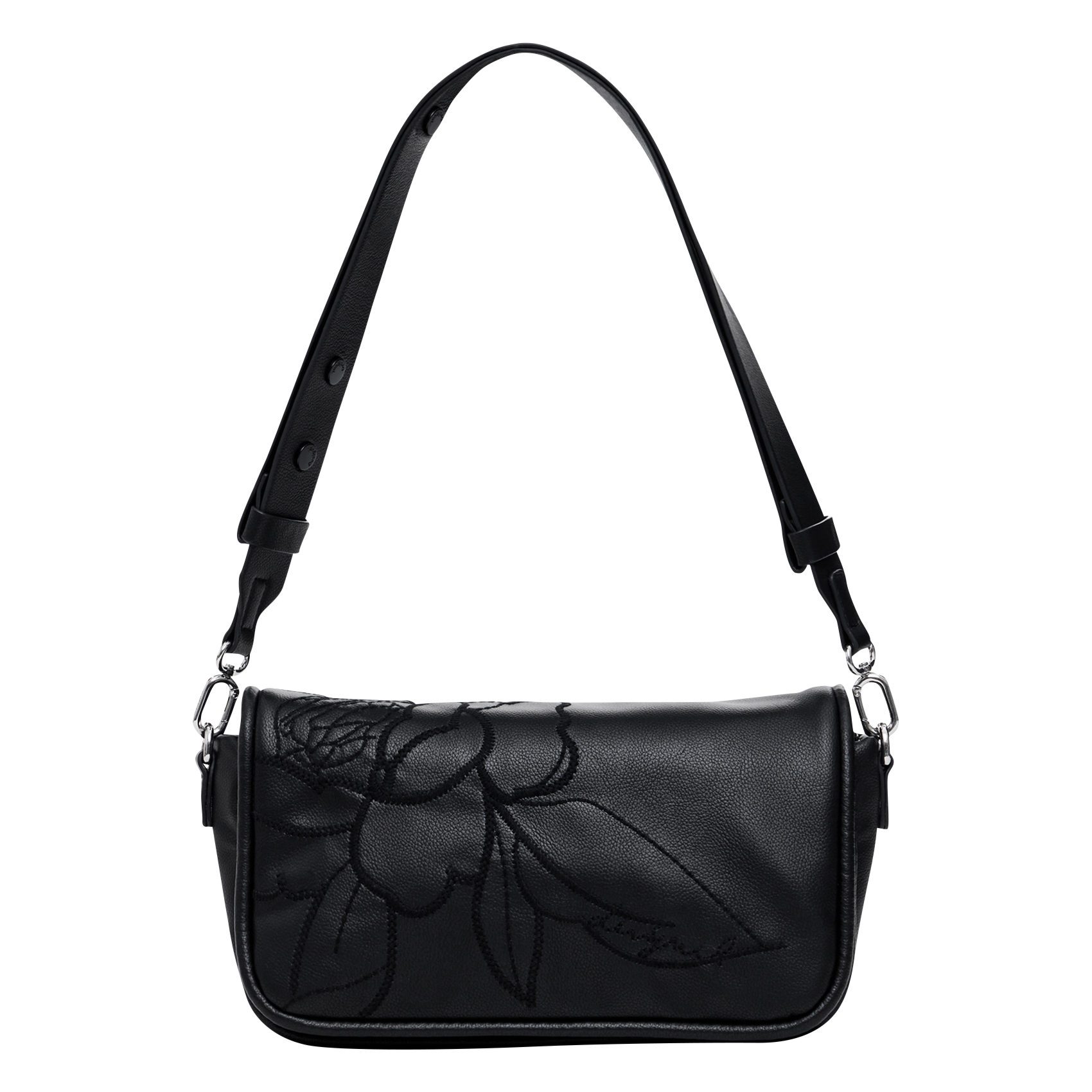 Sac porté épaule brodé | Noir