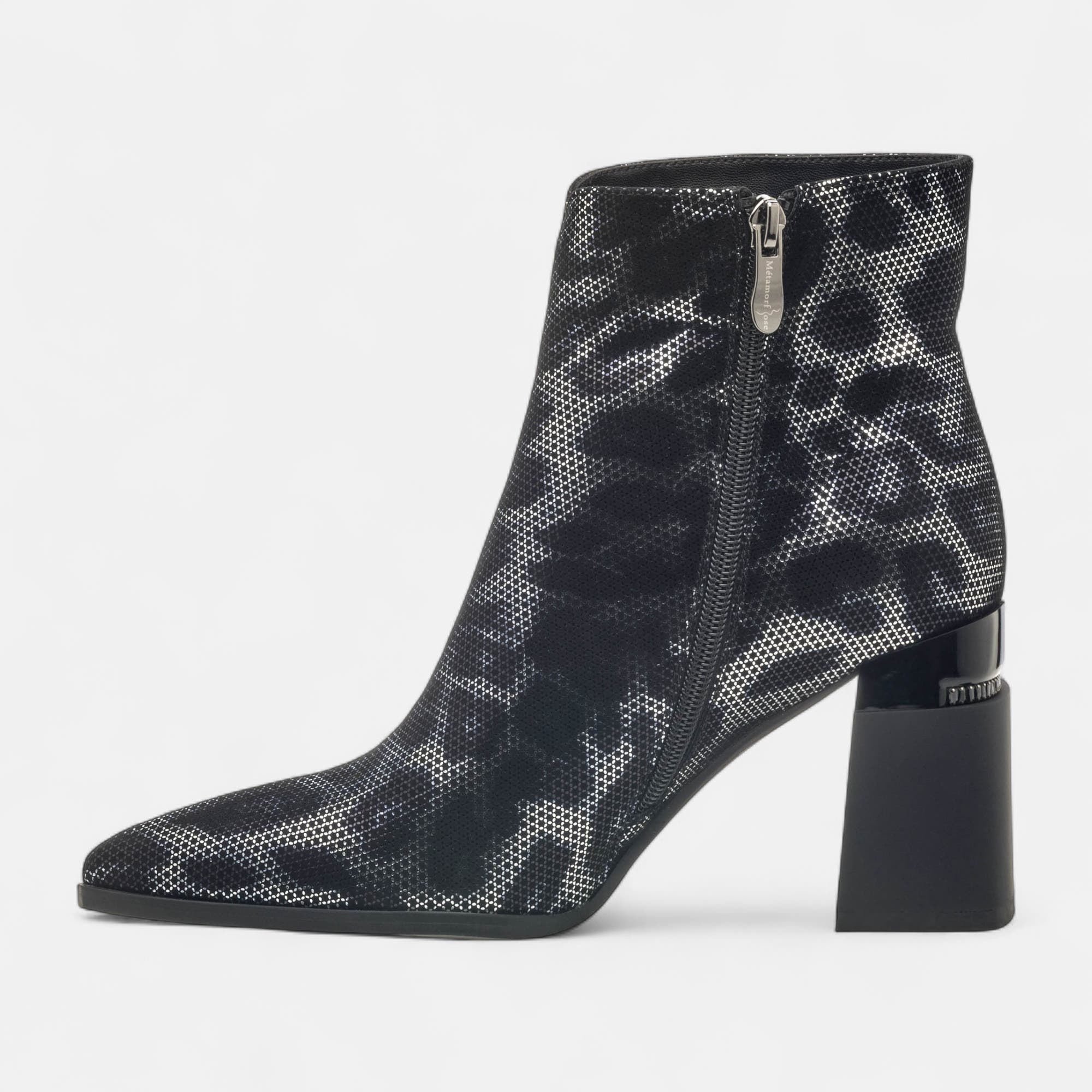 Bottines à talon Femme en cuir noir