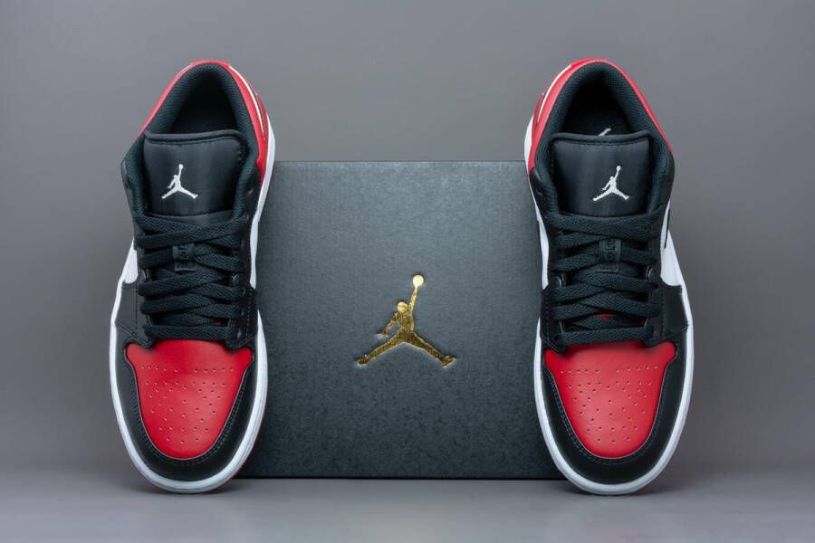 Nike Air Jordan 1 Low Gs ''Bred Toe'' 553560-612 BRED Zwart Rood Schoenen