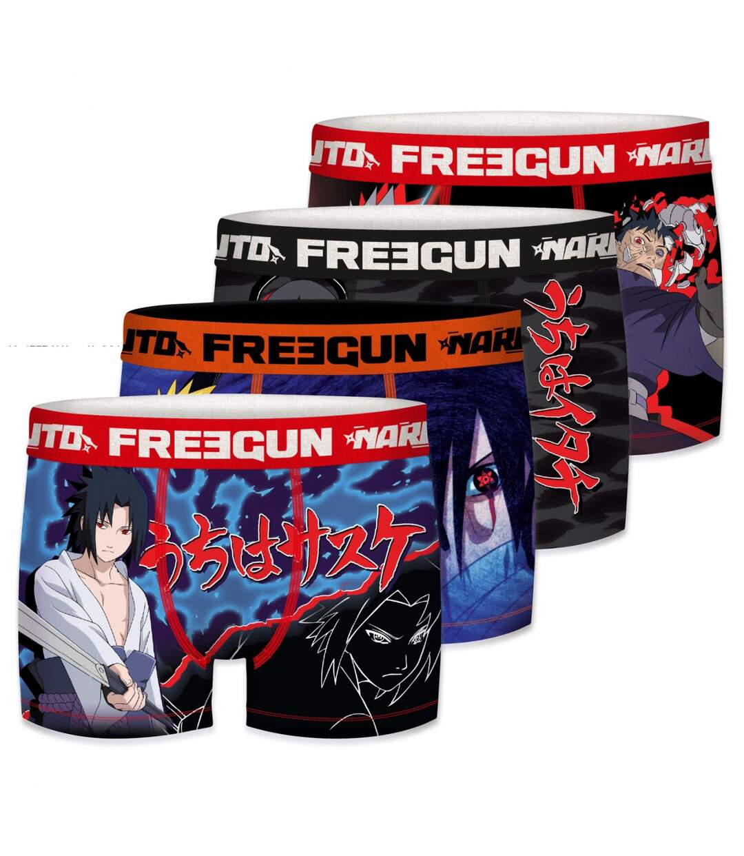 Caleçon Homme Naruto, Sasuke, Boxer Homme, NARUTO SHIPPUDEN, Stretch et Confortable (Lot de 4)