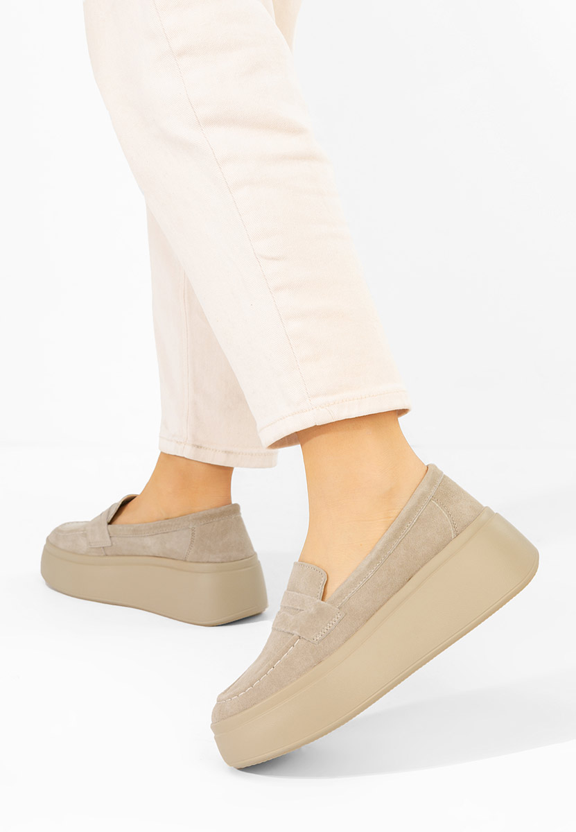 Mocassins semelle epaisse beige Enissea