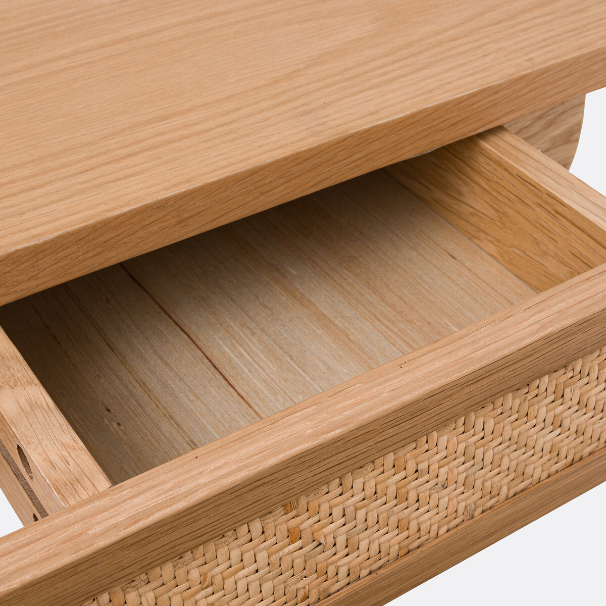 LA REDOUTE INTERIEURS<br>Mesa de cabeceira de parede com folheado de carvalho e rattan, 1 gaveta, Ajory