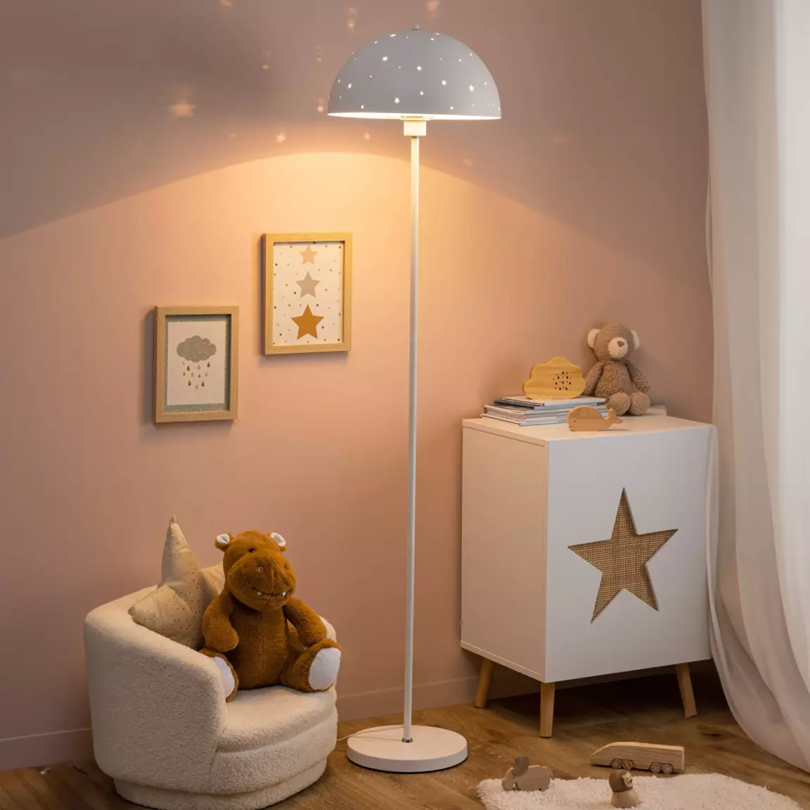 Lampadaire enfant (H120 cm) Champignon Blanc