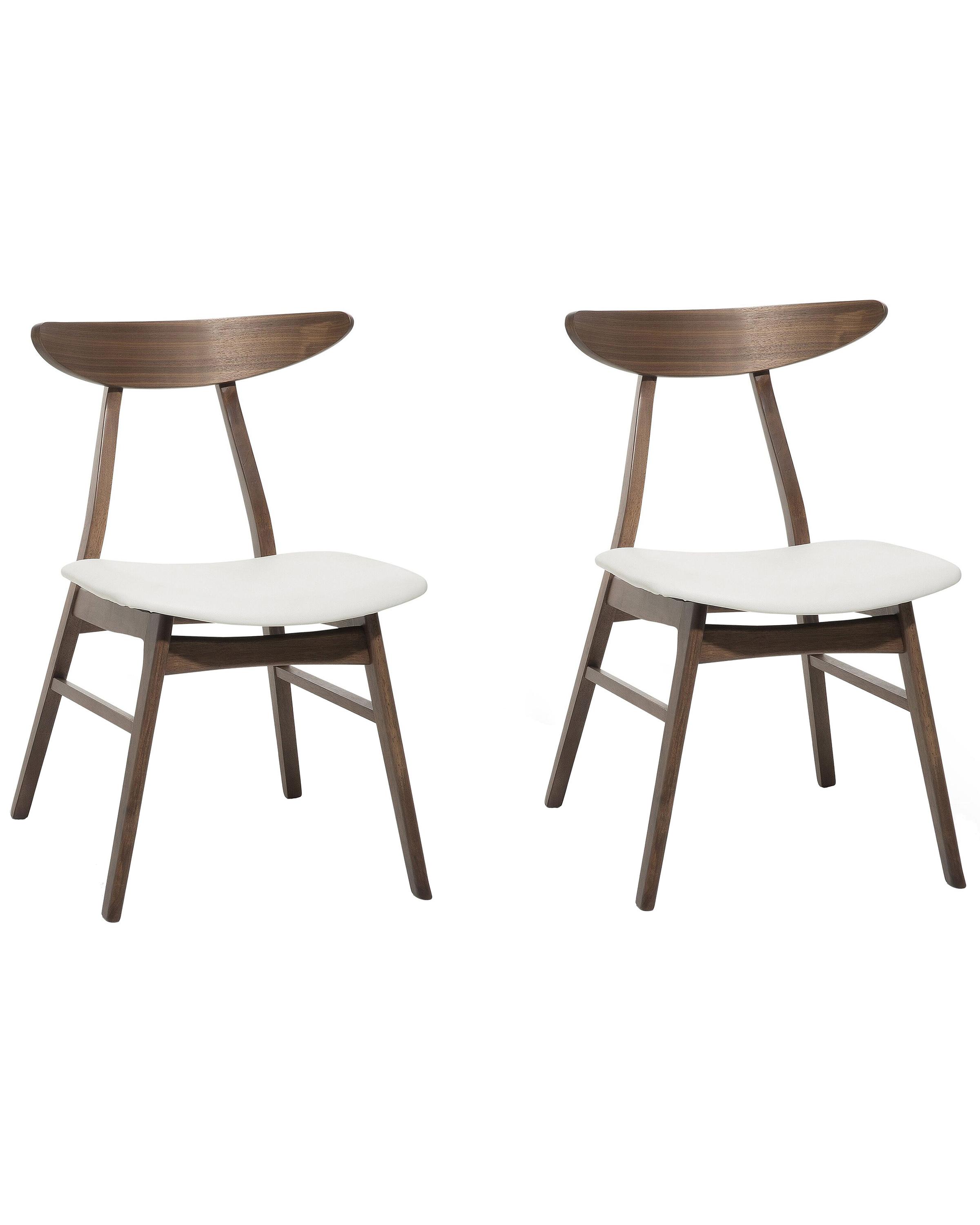 Set van 2 eetkamerstoelen LYNN Hout Donkerbruin/wit