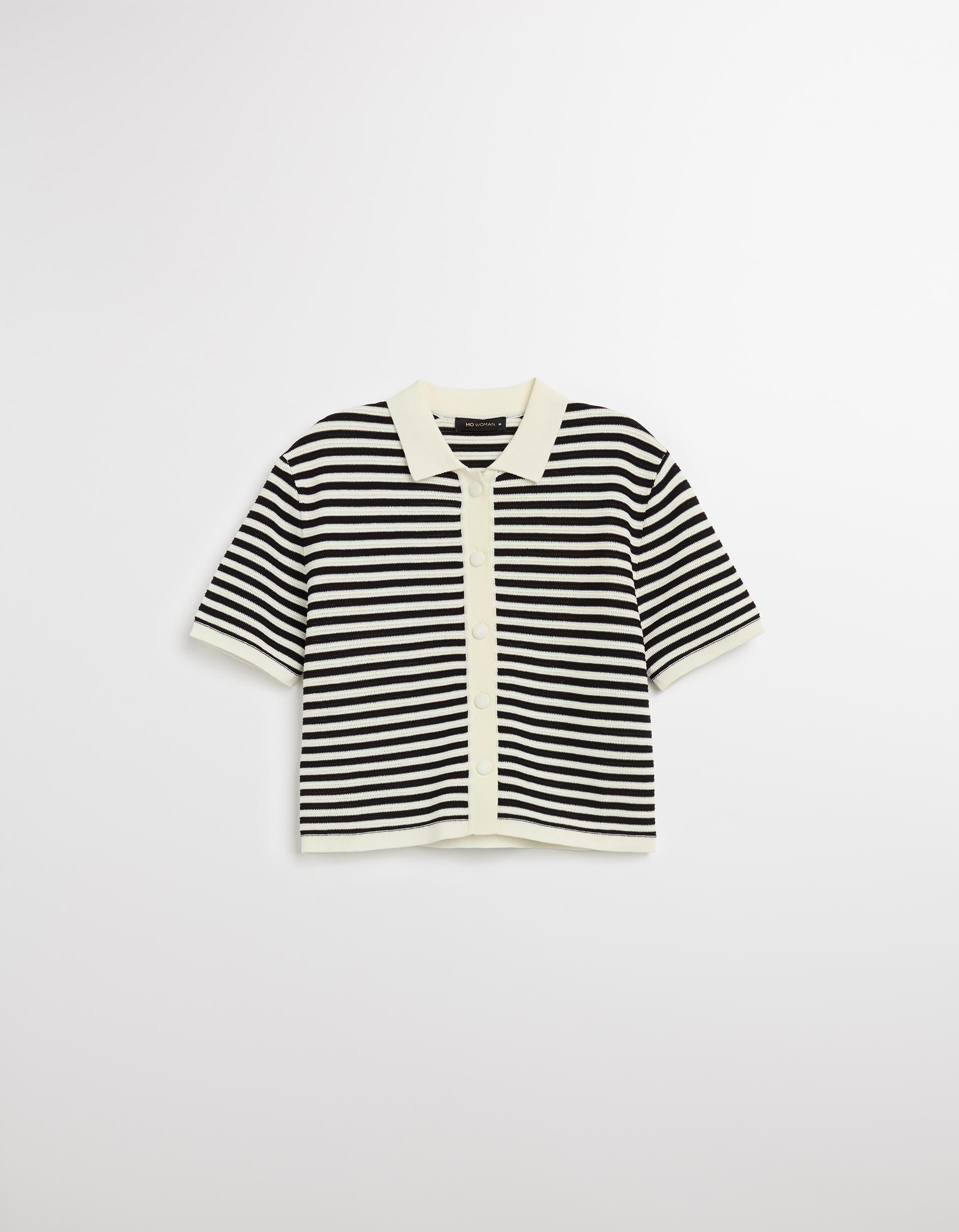 Cardigan de Malha Manga Curta, Mulher, Preto