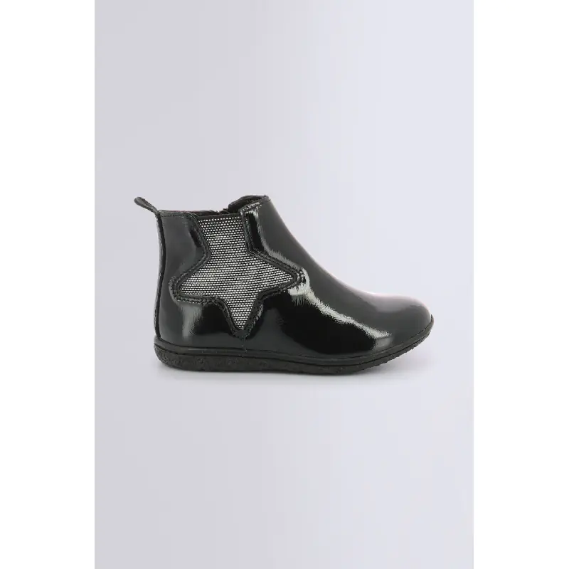 VERMILLON NOIR VERNIS BOOTS Cuir Fille