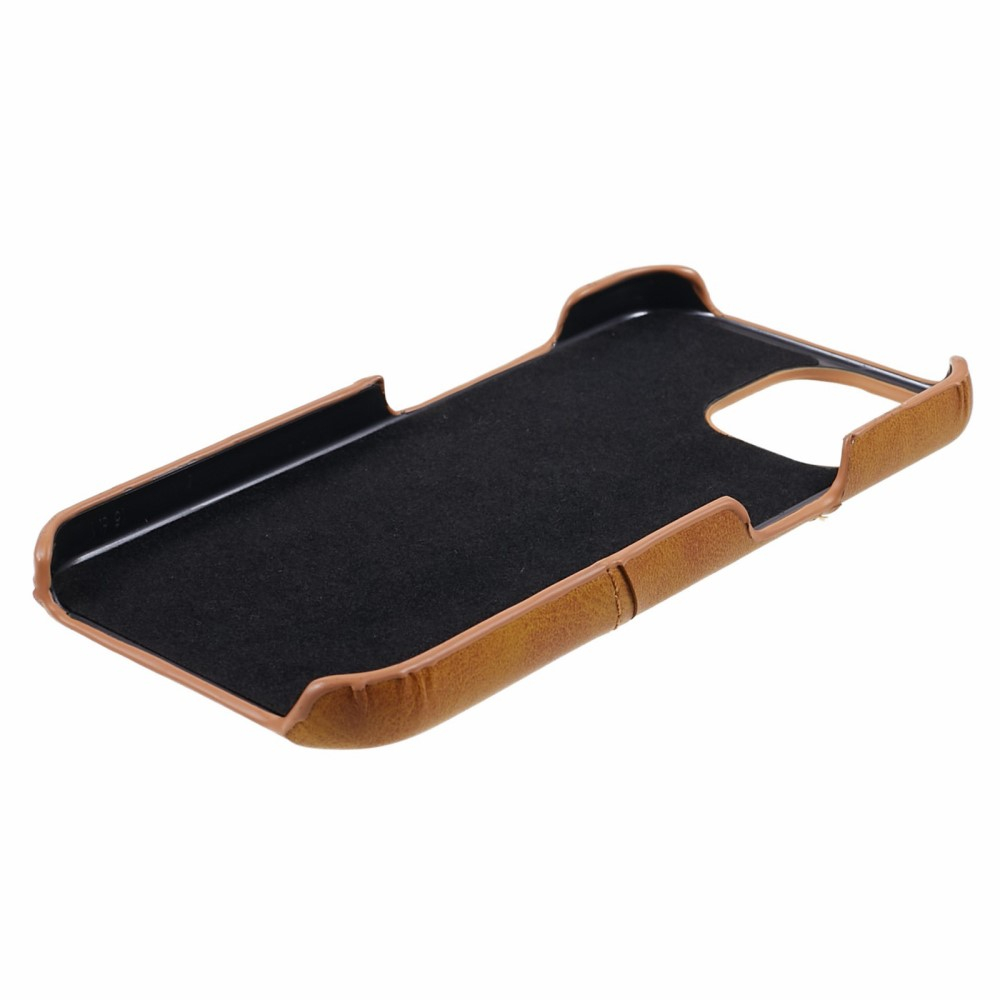 iPhone 15 Leder Hülle Snap Case   Kartenfach - Hellbraun