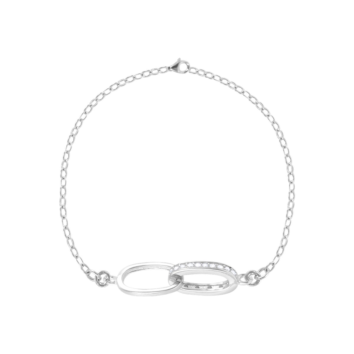 Bracelet en argent 925 rhodié avec oxydes de zirconium