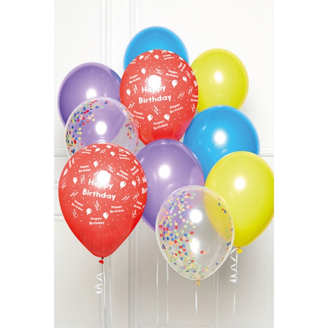 Ballon-Set - Happy Birthday - Regenbogen - 10 Stück