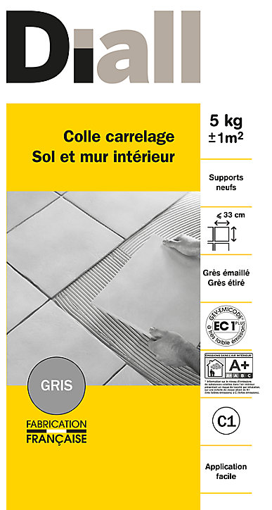 Colle carrelage sol et mur intérieur gris 5 kg