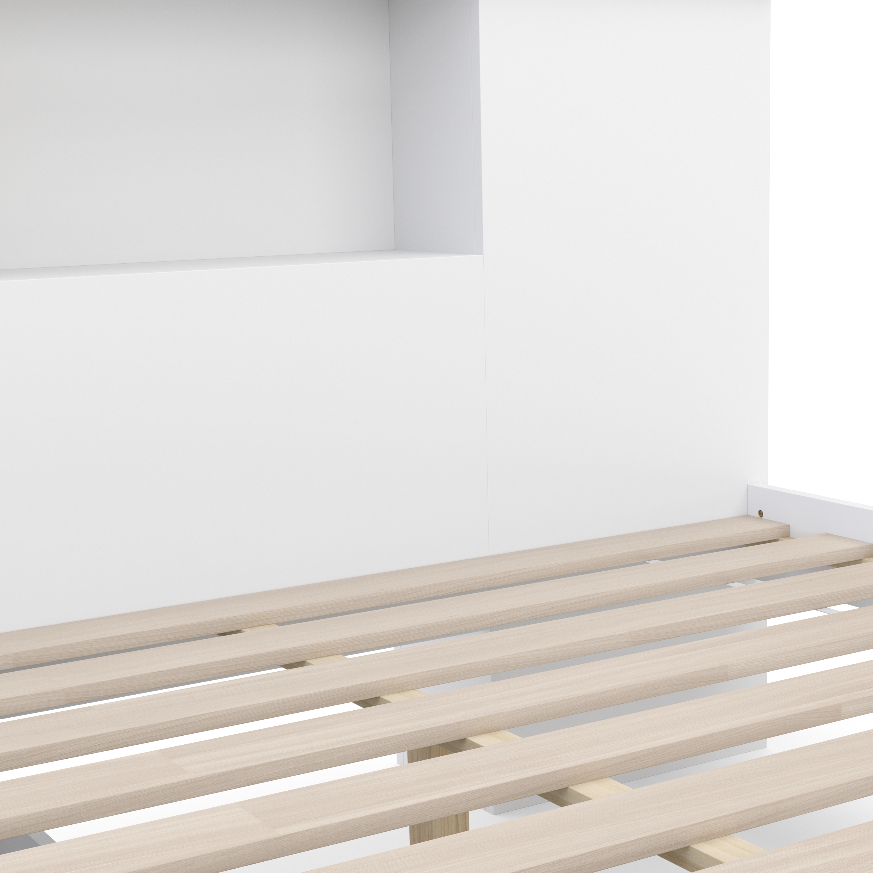 Bett Holz MADELYN mit Stauraum und Schublade 140 x 200 cm weiss