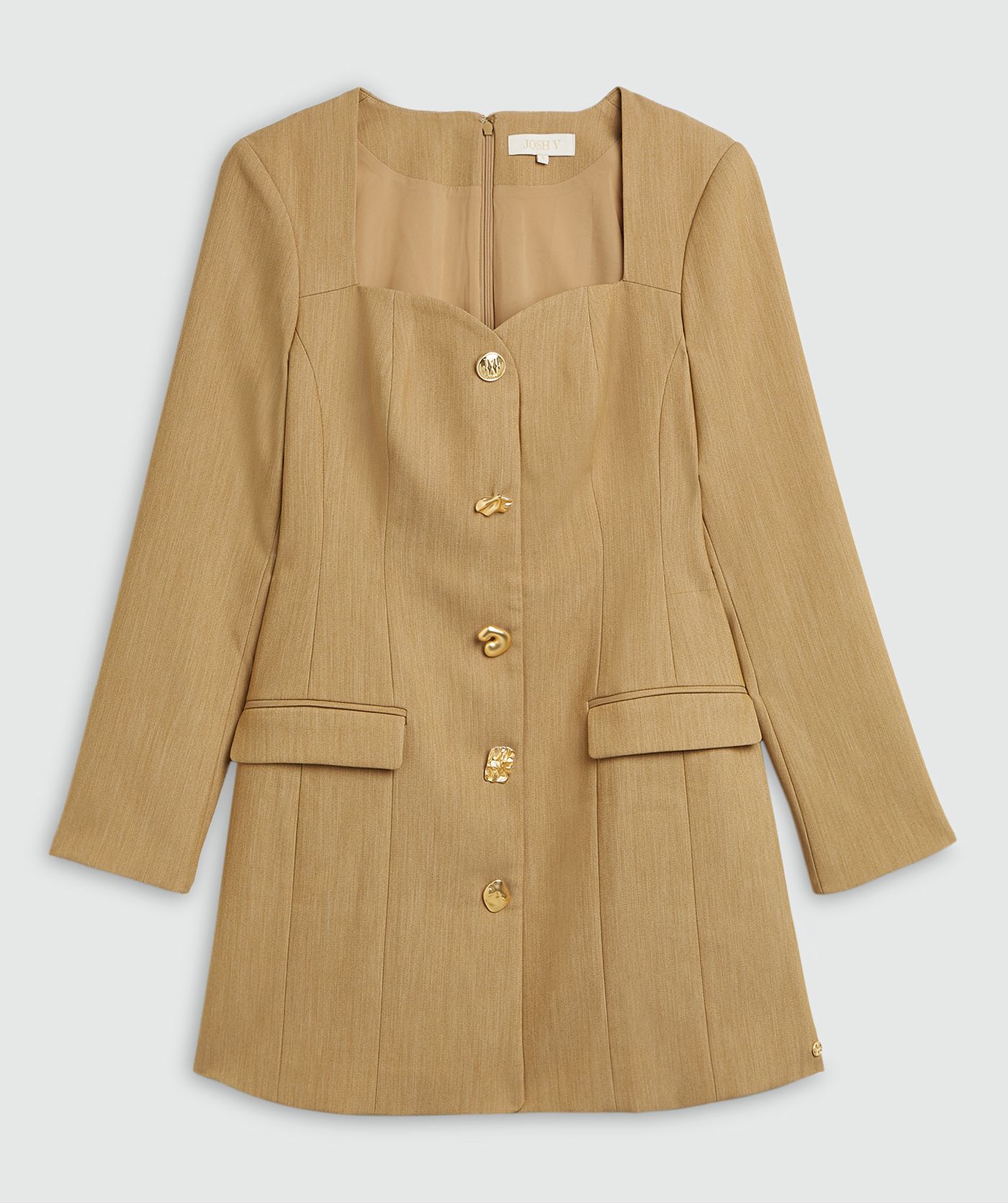 JV-LUCIENNE fitted jurk  - light camel melange