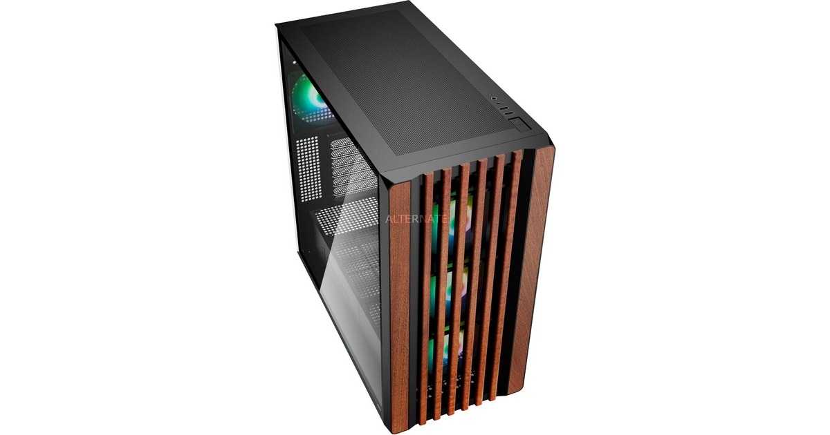 SharkoonRebel C70G RGB midi tower behuizing  (Zwart | 2x USB-A | 1x USB-C | RGB | Tempered Glass)