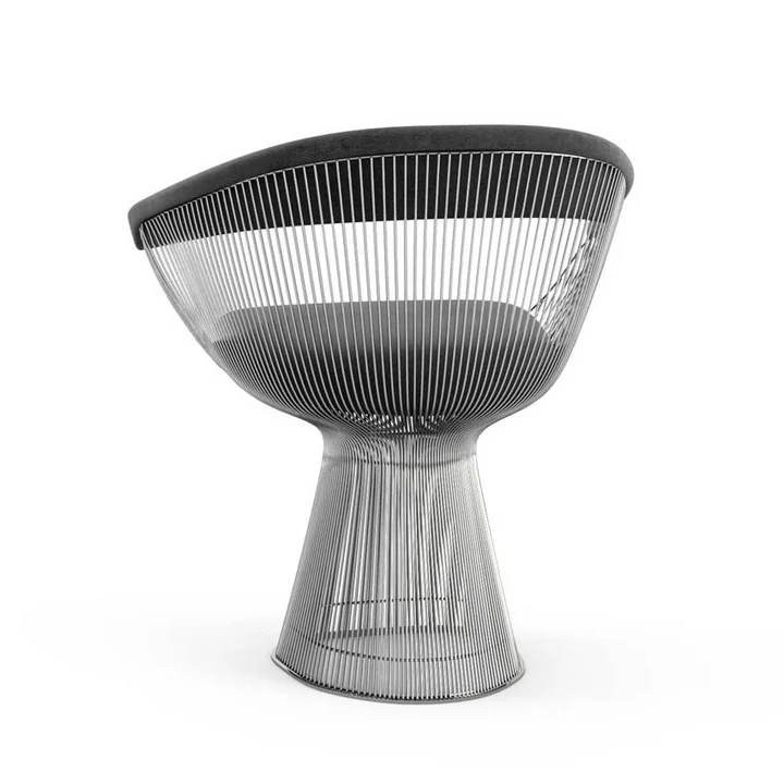 Knoll - Platner Armlehnstuhl, Nickel poliert / schwarz Circa Black K105413