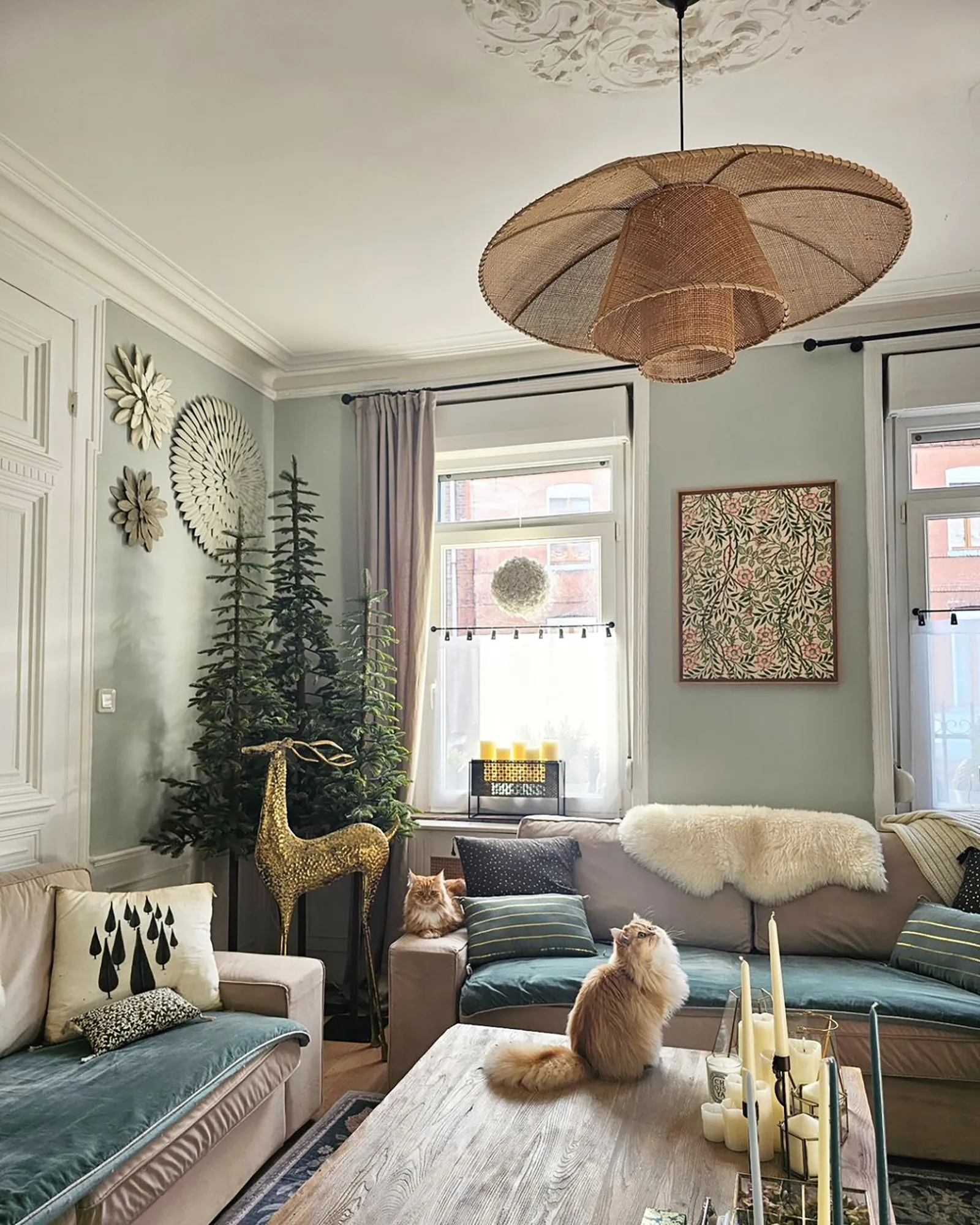 Vloer kerstversiering PELLO Rendier 126 cm Goud