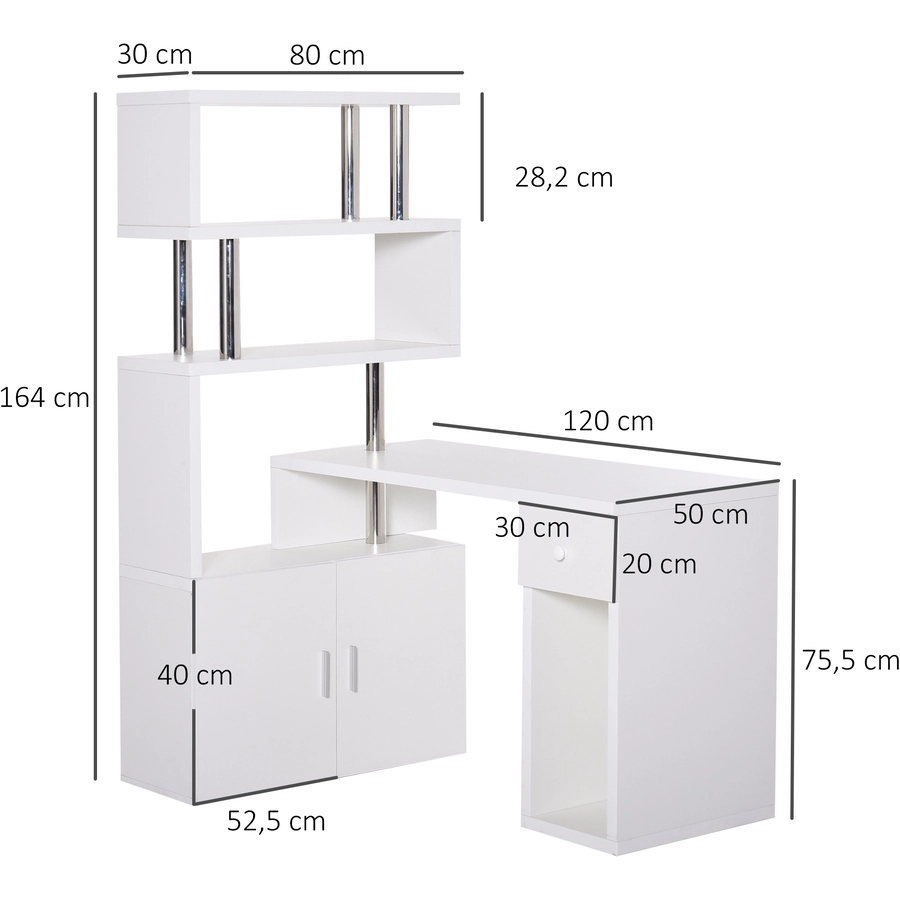 HOMCOM 2-in-1 Schreibtisch weiß