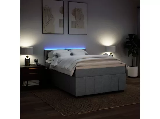 Sommier à lattes de lit avec matelas Gris clair 140x190cm Tissu