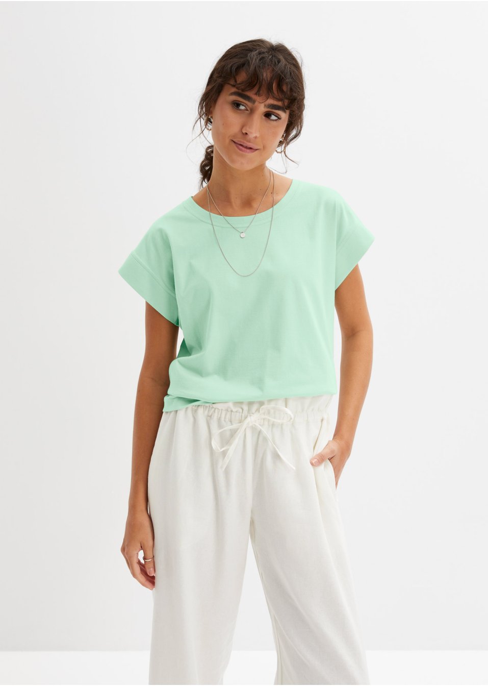 Lot de 2 T-shirts coton avec épaules descendues