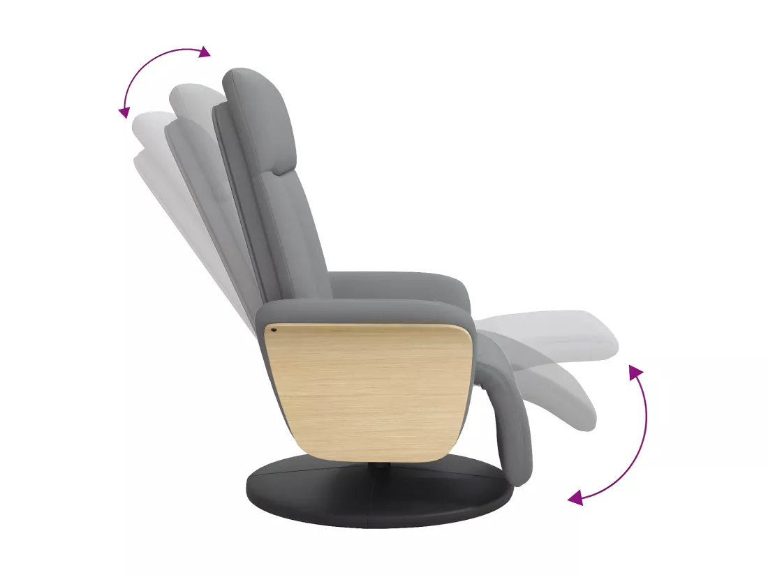 Fauteuil inclinable avec repose-pieds gris clair tissu
