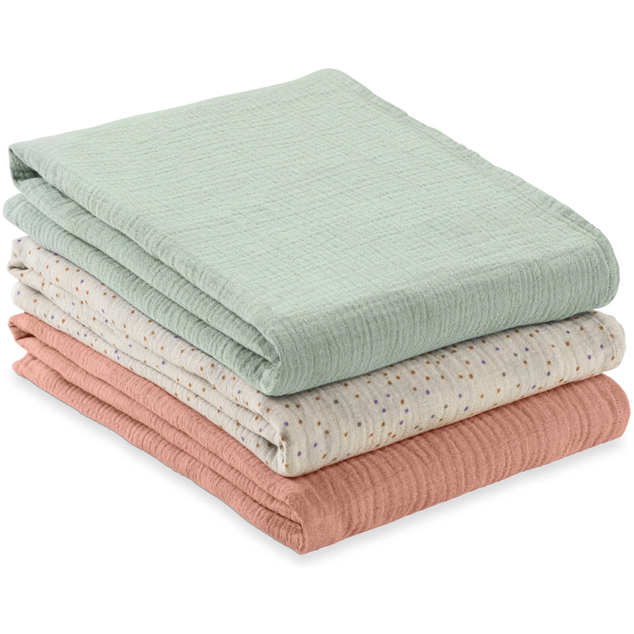 hauck Spucktücher Cuddle N Clean 3er Set SageBeige DotsCork