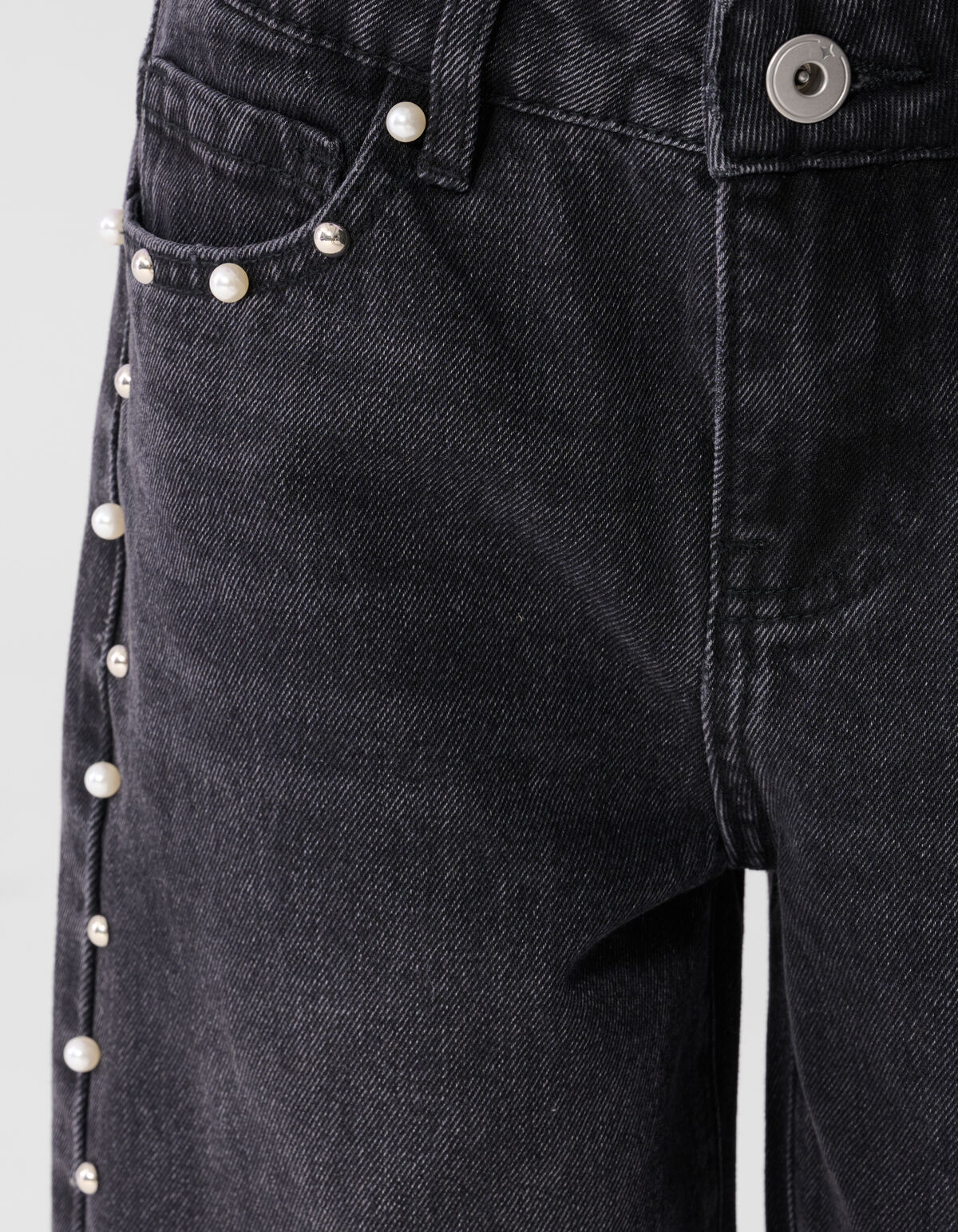 Big Stud Wide Leg Fit Jeans Zwart
